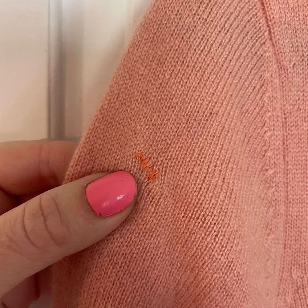 Poetry Nwt 100% Cashmere Orange Vneck Sweater *Flaw — image 7 of 8